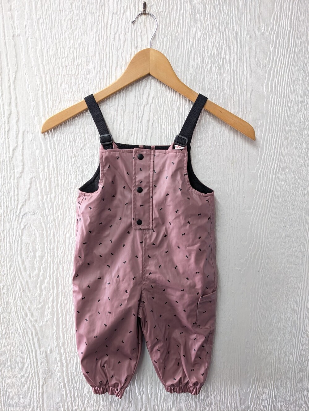 Zara Toddler Purple Bows Rain Suit Bibs Size 12-18 Months